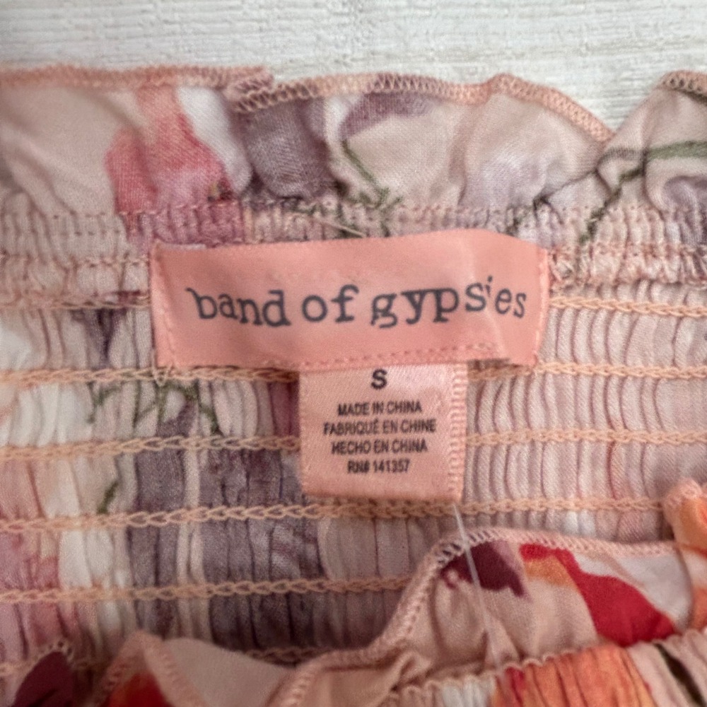 Band of Gypsies Smocked Dress Small‎ Puff Sleeve Fairycore Whimsical Boho Floral - Picture 5 of 12